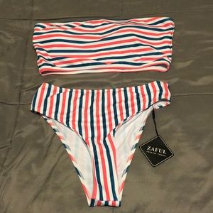 Striped high waisted bikini